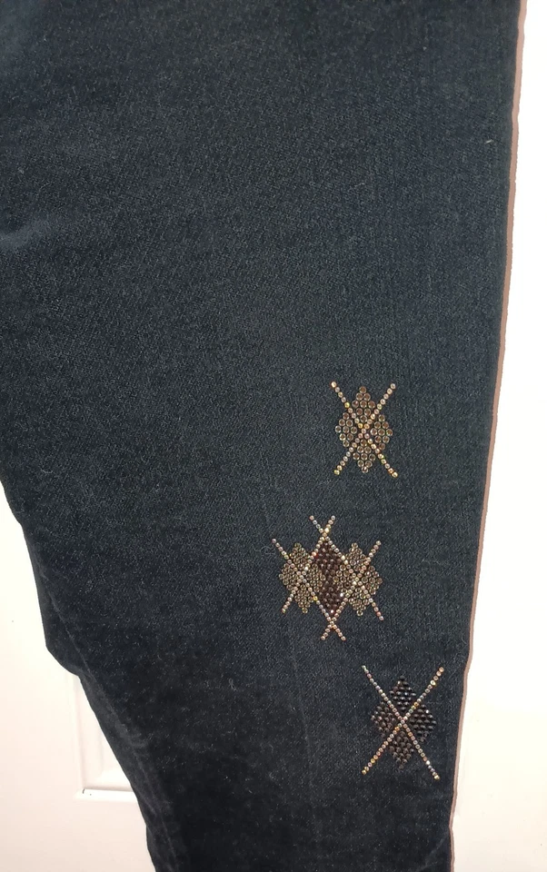 Calça jeans Bluemarine feminina feita na Itália I44/D38 preta high-end  - Imagem 3 de 4