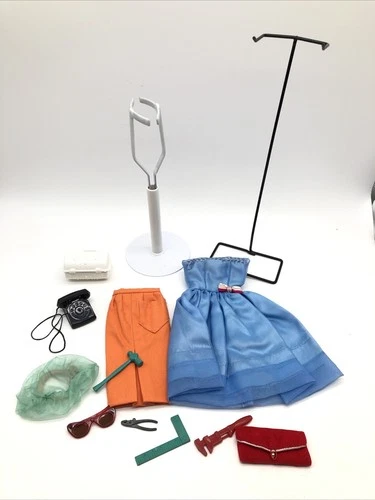 Lot of Vintage Barbie Clothing Shoes & Accessories & Stands