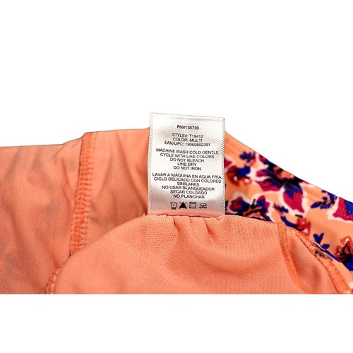 Tahiti Peach Medallion Floral Halter Padded 1Pc Swimsuit MEDIUM (8-10) Colorful - Picture 9 of 10