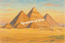 Pyramids of Giza Coloured Pencil Art (AI GENERATED IMAGE)