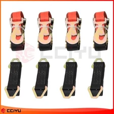 4x Sets Axle Straps Car Hauler Trailer Auto Tie Down Ratchet Tow QUALITY Kit Red