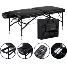 Master Stratomaster UltraLight Aluminum Portable Massage Table NanoSkin Black