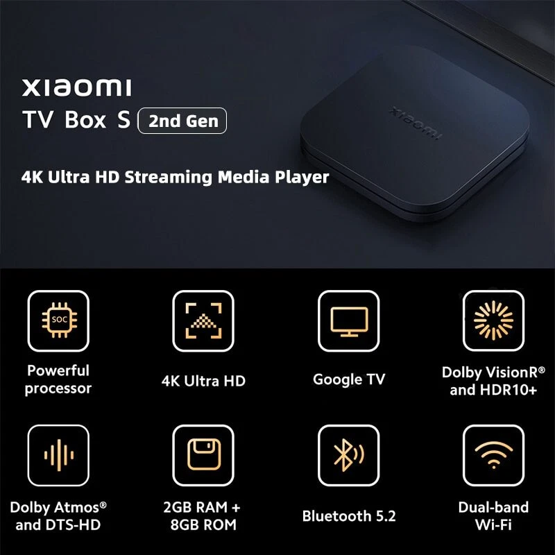 Versión Global Xiaomi Mi TV Box 4K Ultra HD Android TV 2GB 8GB WiFi Reproductor Multimedia Foto 2 de 4