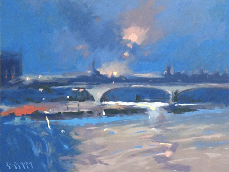 Original Plein Air Painting “Sun Kissing The Bridge” by listed artist B. Euren