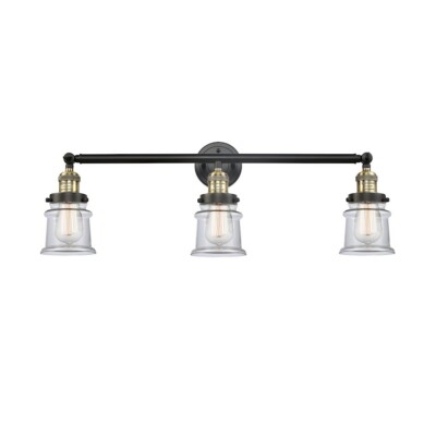 Innovations 182S Small Canton 3 Light Bath, Black Brass/Clear - 205-BAB-G182S