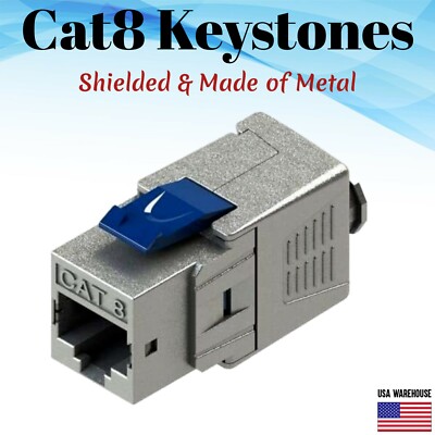 Keystone Metal Jack for Cat8 RJ45 Shielded Tool Free 22-24 AWG S/FTP 2000Mhz Lot