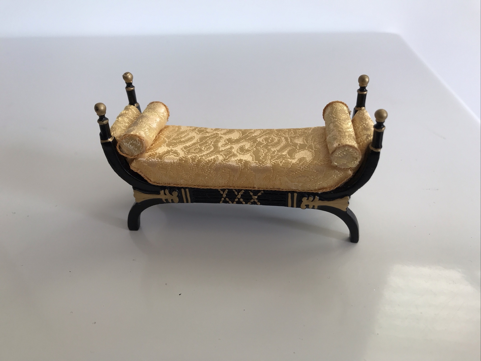 1/12th Scale Empire Style Black & Gold Dolls House Furniture X 3 Bespaq