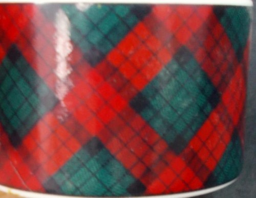 Sasaki Tartan Plaid Red Group of 4 Napkin Rings and 2 Salad Plates D5629 - Picture 4 of 5