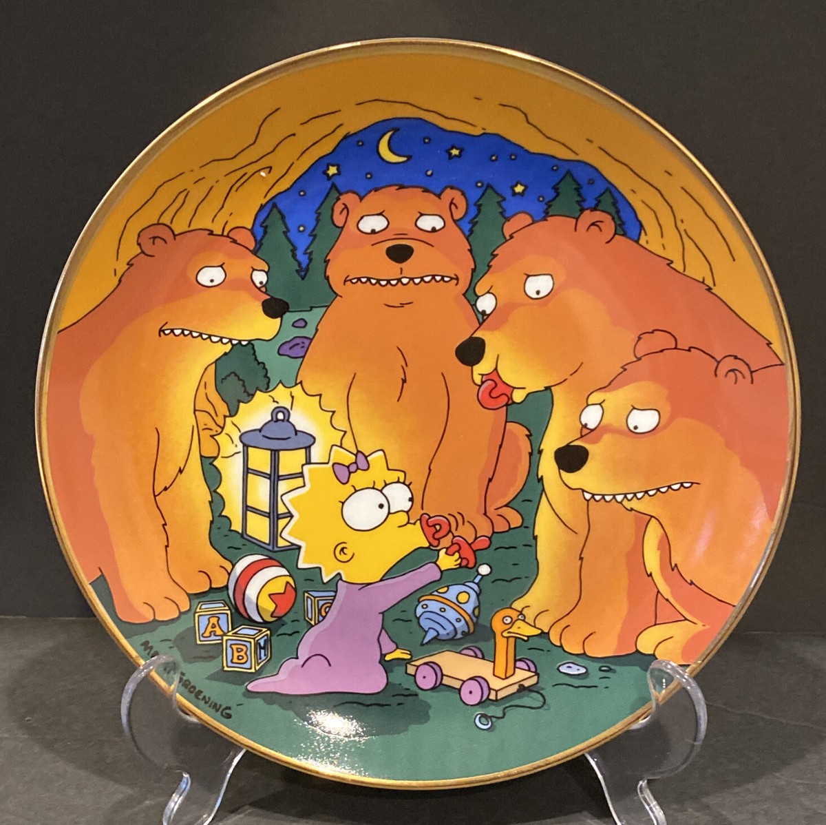 The Simpsons Decorative Plate “Maggie And The Bears” Franklin Mint 