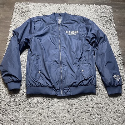 Diamond Supply Co Jacket Mens Large Blue Full Zip Bomber Coat