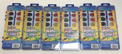 Liqui-Mark 16 Washable Non-Toxic Water Colors With Paint Brush, Pack of 6!