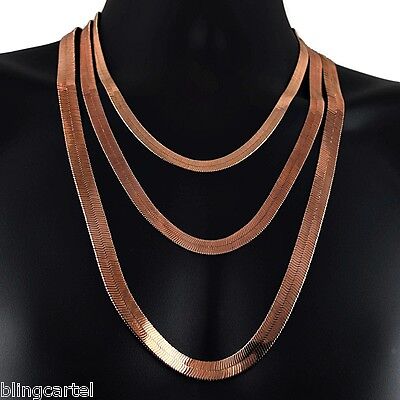Mens 14K Yellow Gold Plated 24in Herringbone Chain Necklace 7 MM