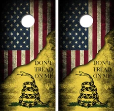 Dont Tread on Me Cornhole Board Wrap LAMINATED Wrap Decal Vinyl Sticker Corn4049