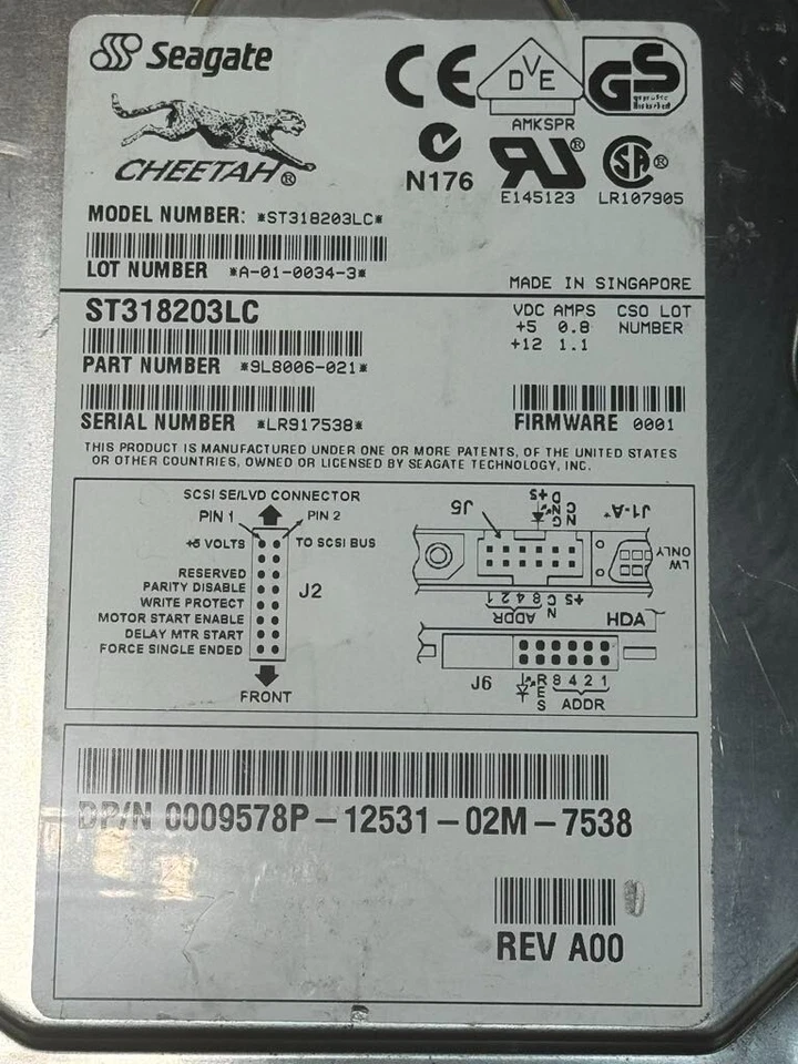 Seagate 9L8006-021 ST318203LC 18.2GB 10K RPM Ultra-160 SCSI Hot-Pluggable 80Pin - Image 2 of 4