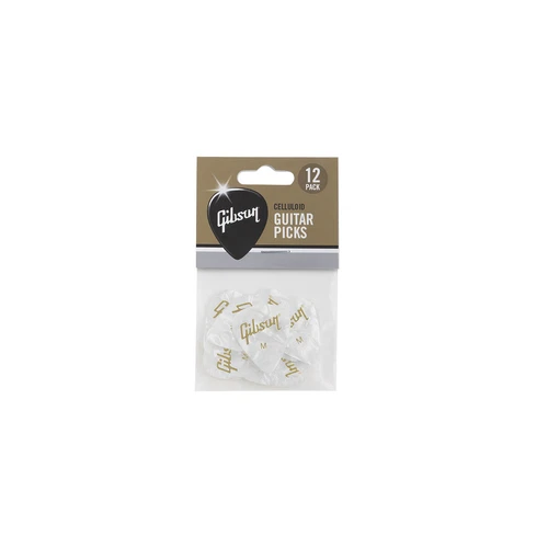 Gibson Pearloid White Picks, 12 Pack, Medium
