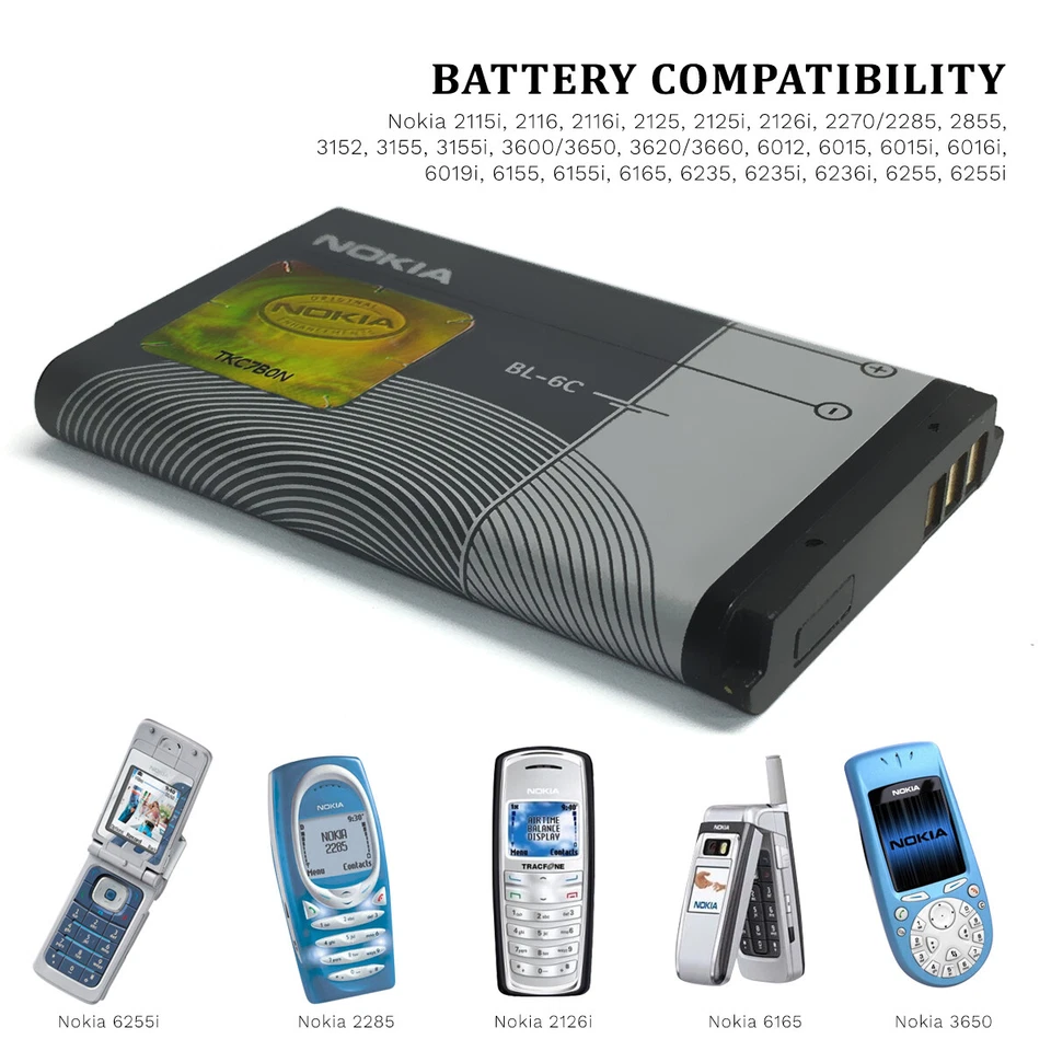 Batería de iones de litio genuina Nokia BL-6C 3,7 V 1150 mAh para teléfono 2110 2115i 2116 Foto 4 de 4