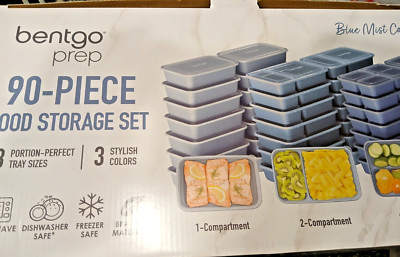 Bentgo 90 Pieces Meal Prep Storage Blue Mist Collection Colors Containers New
