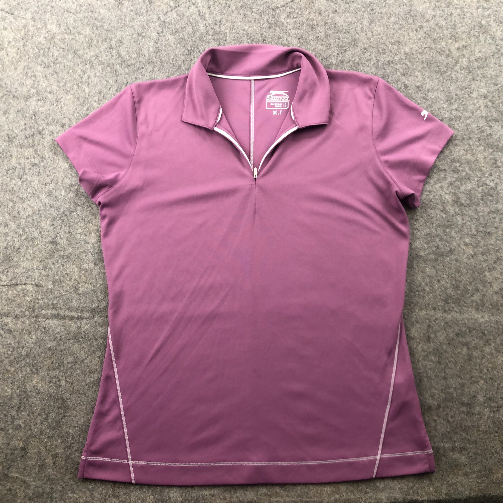 Slazenger Womens Small Purple Zip Polo Shirt for Golf Rugby Tennis-image