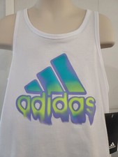 Girls Kids Youth Adidas White Tank Top NEW Si...