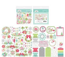 Doodlebug Bits Pieces Die Cuts Tinsel Time Christmas Tags Wreaths Stockings Snow