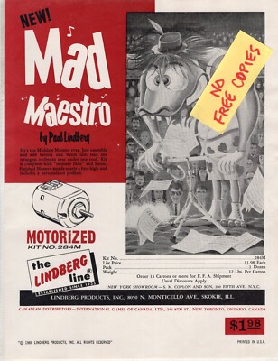 1966 LINDBERG Model Kit MAD MAESTRO Motorized SCARCE Advertising Sheet VINTAGE