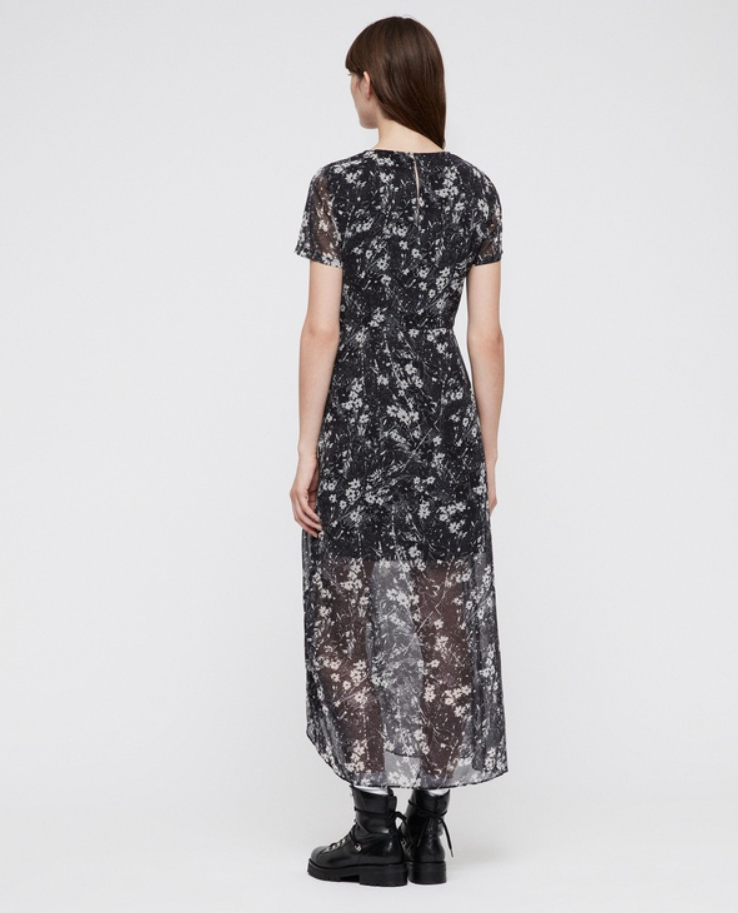 NEW ALLSAINTS Ariya Lisk Dress in Black Multi Size #D5868