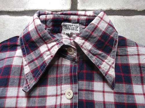 Shirt Checked Skinhead Vintage 1970s Short Sleeved Ska Slim Fit 6 XS - Picture 11 of 12