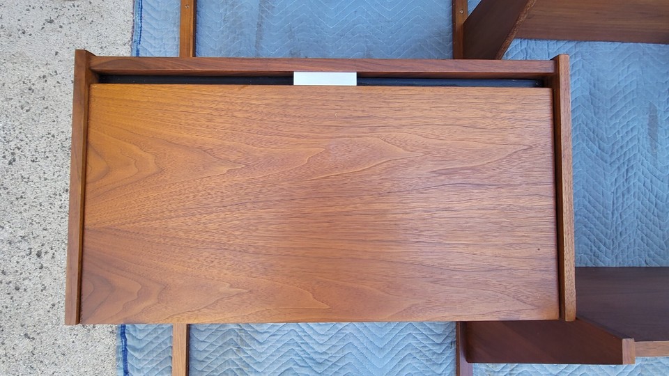 MCM 2Bay Walnut Modular Wall Unit System w/ Bookshelves & Desk c.1970