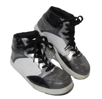 GIA-MIA US Women s 8 8M White Silver Sequin Flash High Top DANCE Boots Sneakers
