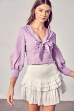 DO + BE COLLECTION Front Tie Long Sleeve Top