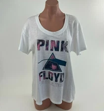 Victoria's Secret PINK Knit Riot Cotton Retro Top Band T-Shirt  White  XS  NWT
