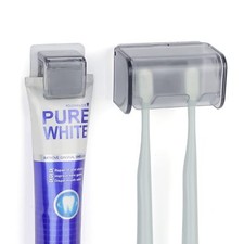 Toothbrush Holder Wall Mounted With Cover For Bathroom 2 Slots Toothbrush Storag