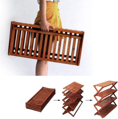 LITA Bamboo 4-Tier Shoe Shelf Foldable Rack