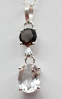 Edler 3,39 Carat WeißTopas Rauchquarz AnhäNger 925 Silber Collier Kette Topas