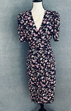 VTG 80s RJ Stevens by CAROL ESCRITOR Dress Women 2 Floral Garden Cottage-Core
