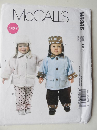 McCalls M6385 sewing pattern Infants Coat Pants Hat Sizes S M & L uncut unused