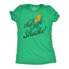 Womens Aw Shucks Funny T Shirt Sarcastic Food Graphic Tee for Ladies
