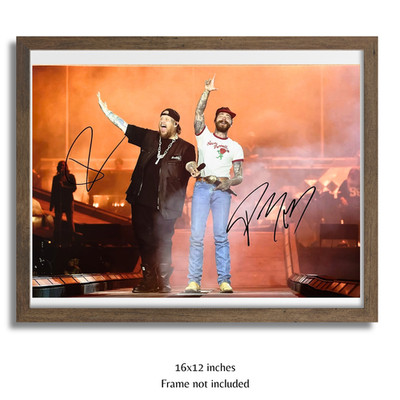Post Malone & Jelly Roll Hand Signed Dual Performing Photo COA & PSA Opinion A3