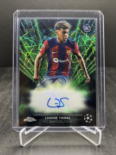 2023-24 Topps Chrome UEFA CC Lamine Yamal RC Rookie Autograph Green Lazer 79/99