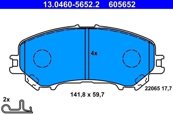 ATE Bremsbelagsatz, Scheibenbremse 13.0460-5652.2 Passend FüR Nissan-image