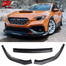 Fit 22-25 Subaru WRX IKON Style Front Bumper Lip Chin Spoiler Gloss Black PP 3PC