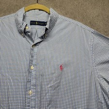 Polo Ralph Lauren Men  s Gingham Button Down Shirt Blue Short Sleeve XL
