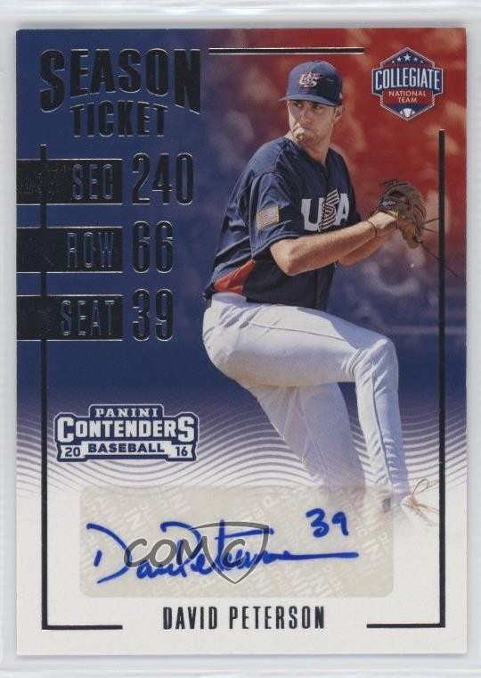 2016 Panini Elite Extra Edition USA Baseball Contenders David Peterson Auto r9d
