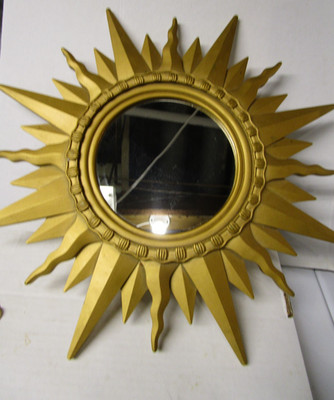 Two's Company Gold Sun Burst Wall Mirror 16'' Across VGUC