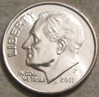 SELLING AS SHOWN - A 2011 P UNCIRCULATED ROOSEVELT DIME *** NICKEL CLAD *** 578