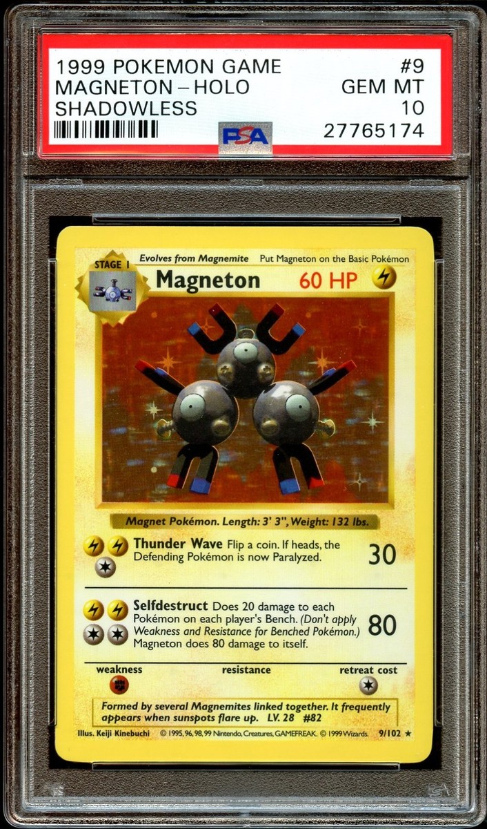 PSA 10 GEM MINT Magneton 9/102 SHADOWLESS Base Set HOLO RARE