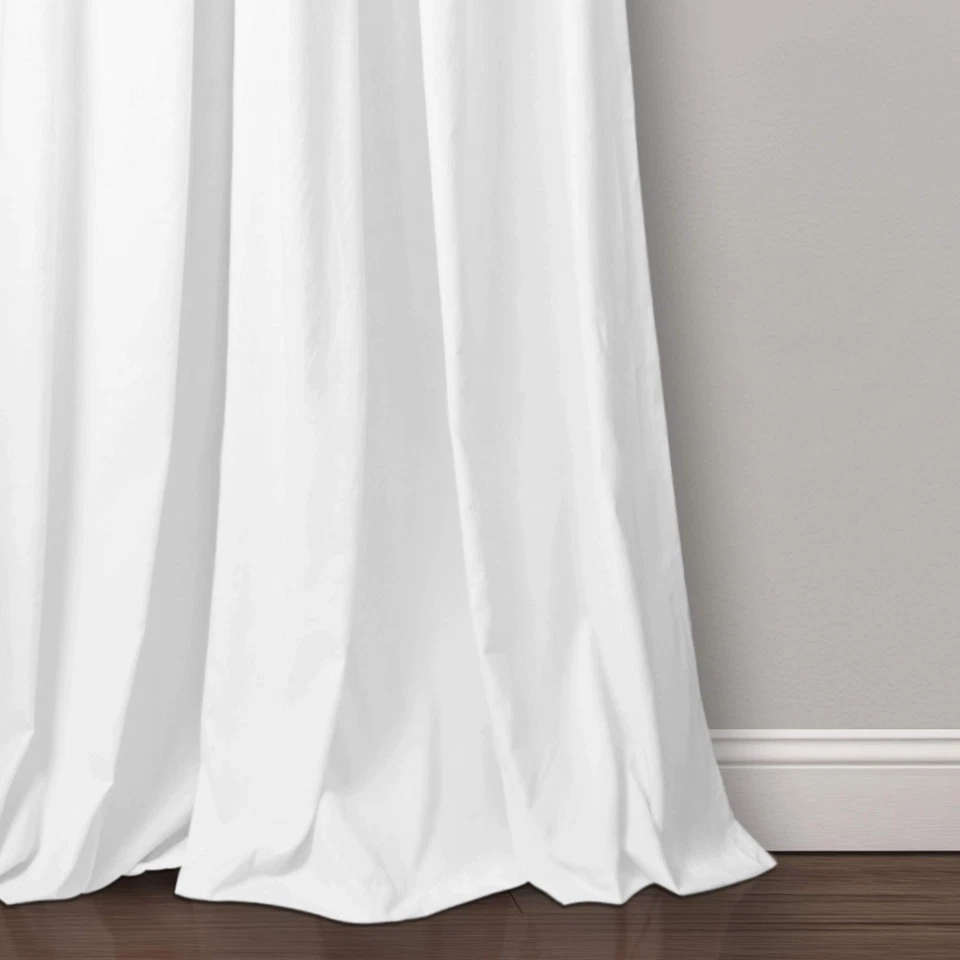 Par de paneles de cortina de ventana con filtro de luz con volantes Lydia 40" W x 95" L blanco -... Foto 4 de 4