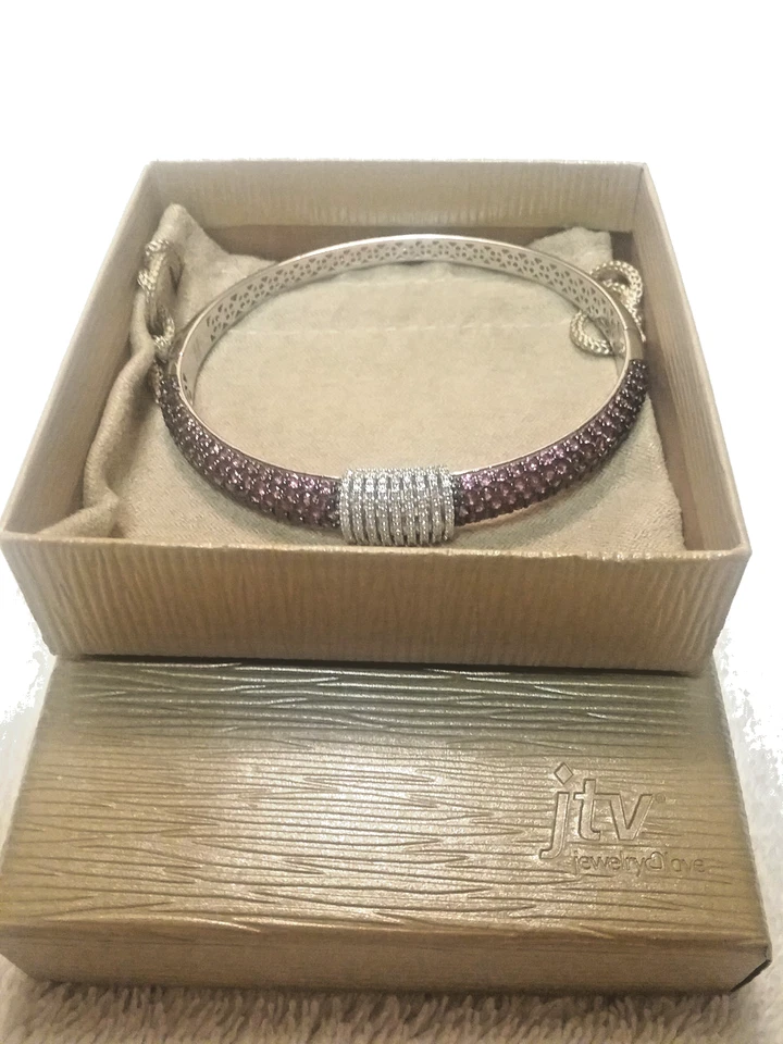 PULSERA BRAZALETE BISAGRAS PLATA ESTERLINA GRANATE RODOLITA FRAMBUESA y circón blanco Foto 4 de 4