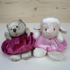 Vintage Russ & Berrie Co Lot of 2 Plush Tubbles Hot Pink Bear Chubbies Pink Lamb