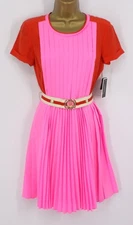 JUICY COUTURE WOMENS DRESS PLEATED SHORT UK 6 PINK RED RRP £229 AD